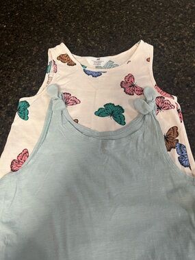 BUNDLE LOT SET H&M Little Girls Cotton Blue Green Cream Butterfly Tank Dresses